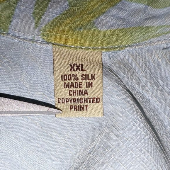 Tommy Bahama Mens Floral Light Blue Hawaiian Silk Aloha Camp Shirt XXL 2XL - Picture 4 of 11